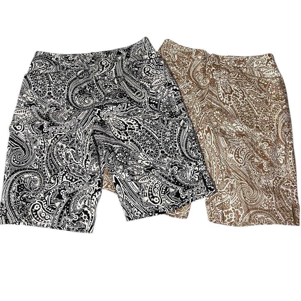 🔥SALE🔥SUSAN GRAVER SET OF TWO COTTON PAISLEY BERMUDA SHORTS SZ 4 NWOTS